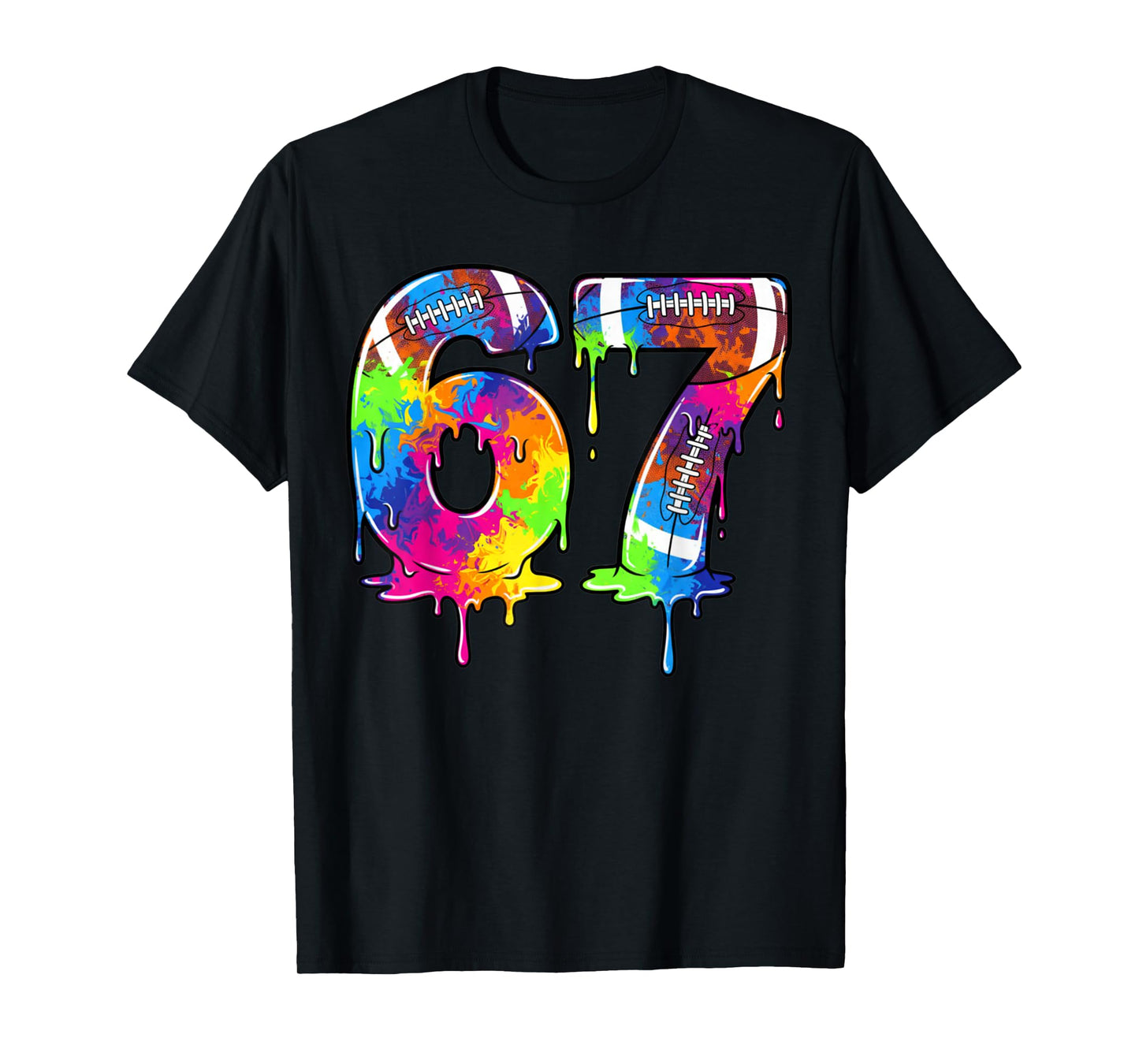 Kids Meme 67 Number Six 6 Seven 7 Ice Cream Drips Football T-Shirt