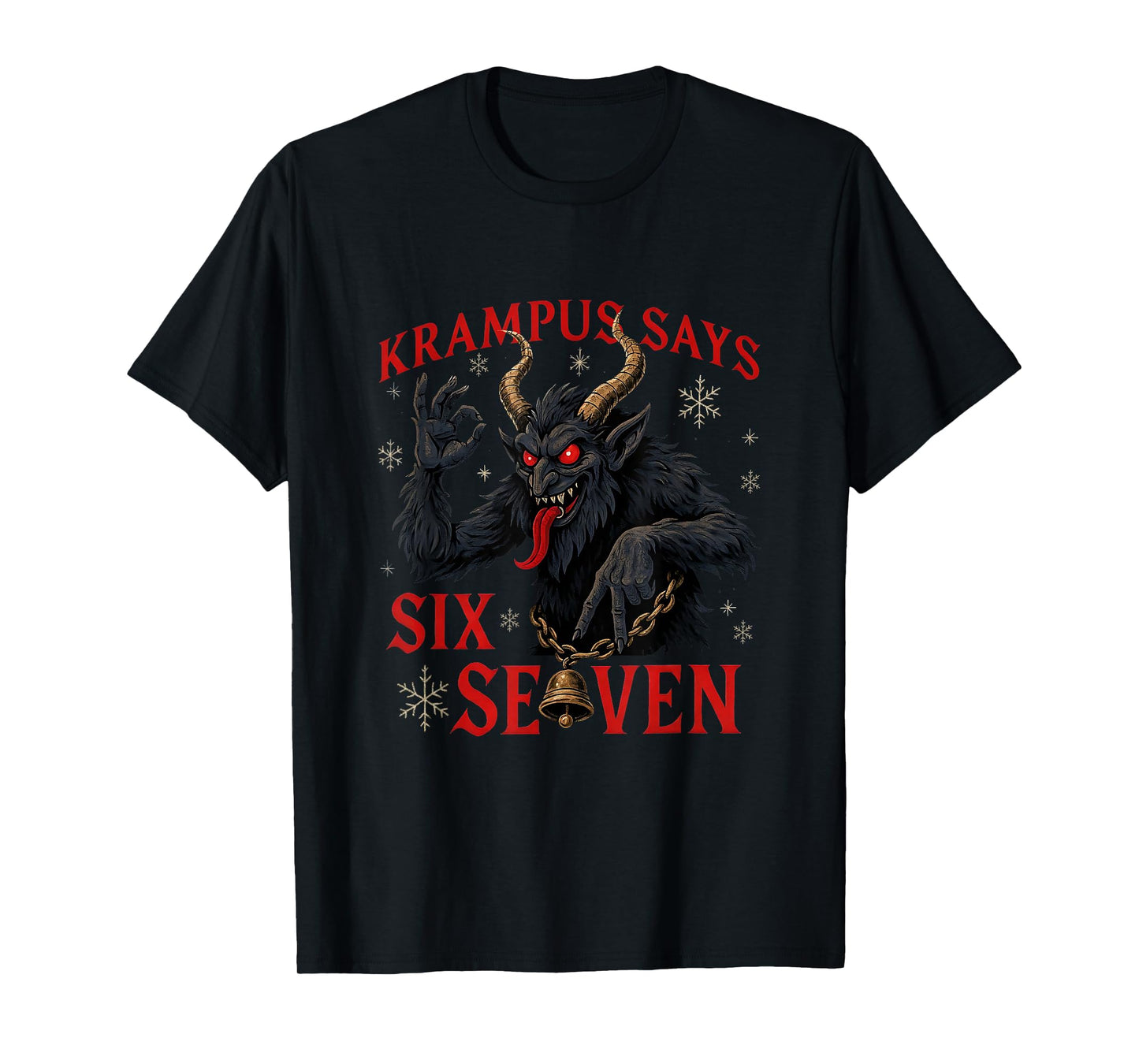 Funny Krampus Says Six Seven 6 7 Meme Christmas Xmas Horror T-Shirt