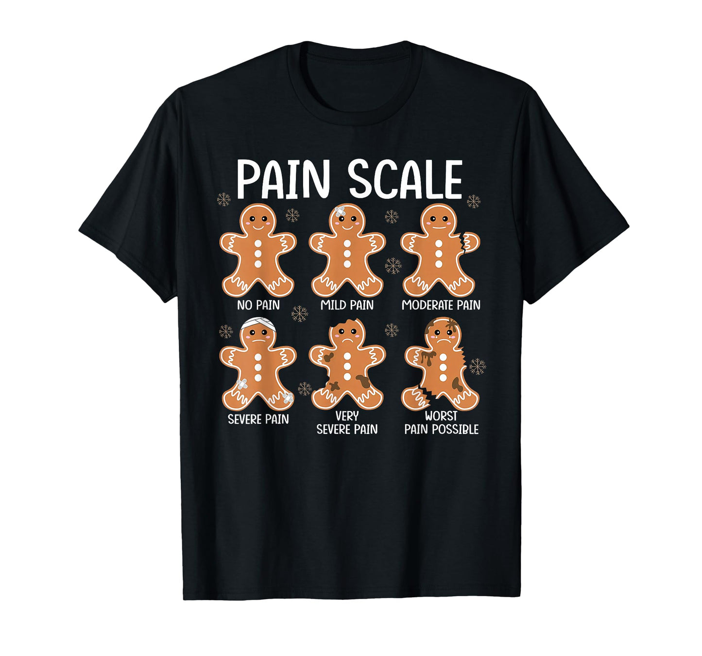 Pain Scale Funny Gingerbread Man Christmas Nurse Holiday T-Shirt