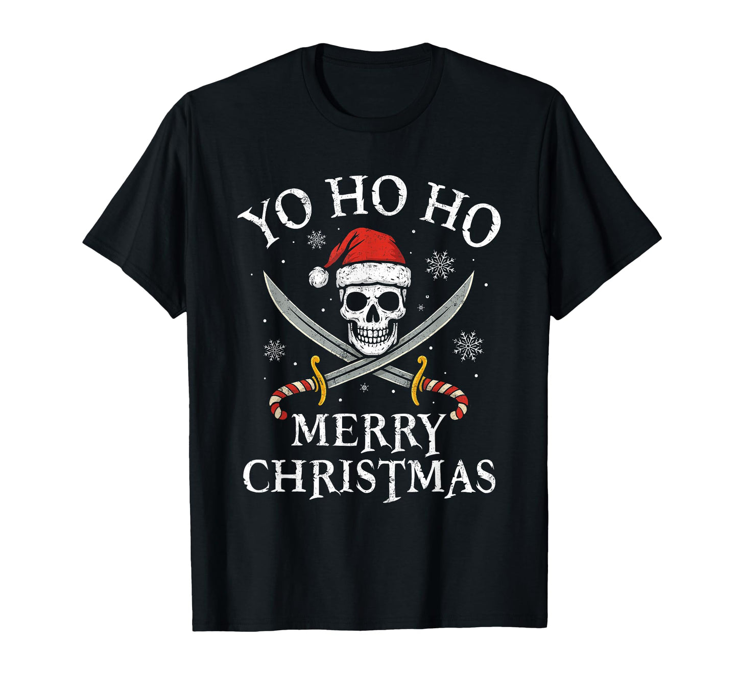 Yo Ho Ho Merry Christmas Holiday Pirate Santa Hat Boating T-Shirt