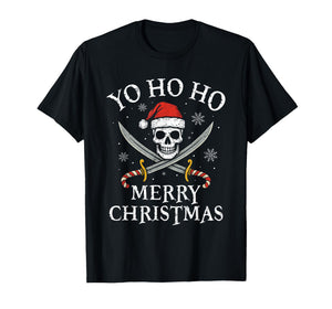 Yo Ho Ho Merry Christmas Holiday Pirate Santa Hat Boating T-Shirt