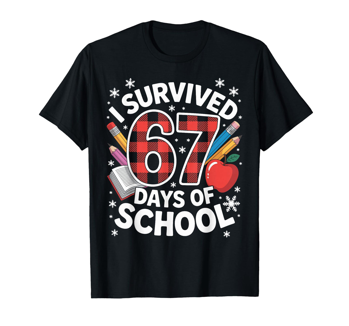 I Survived 67 Days of School Students Plaid Funny Six Seven T-Shirt