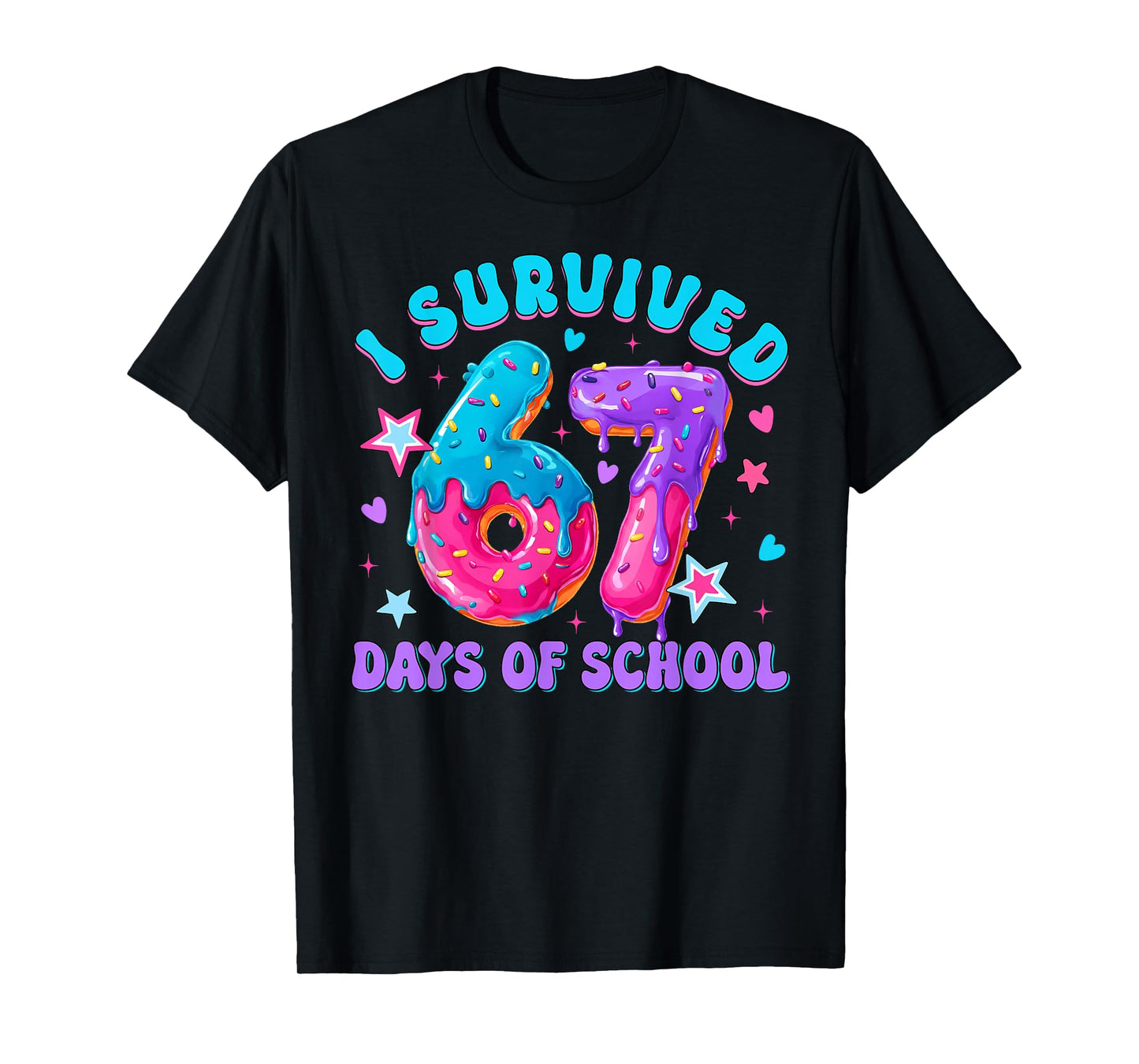 I Survived 67 Days of School Donut Drip Boy Girl Teacher T-Shirt