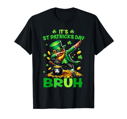 Funny Bruh It's St Patricks Day Dabbing Leprechaun Boys Teen T-Shirt