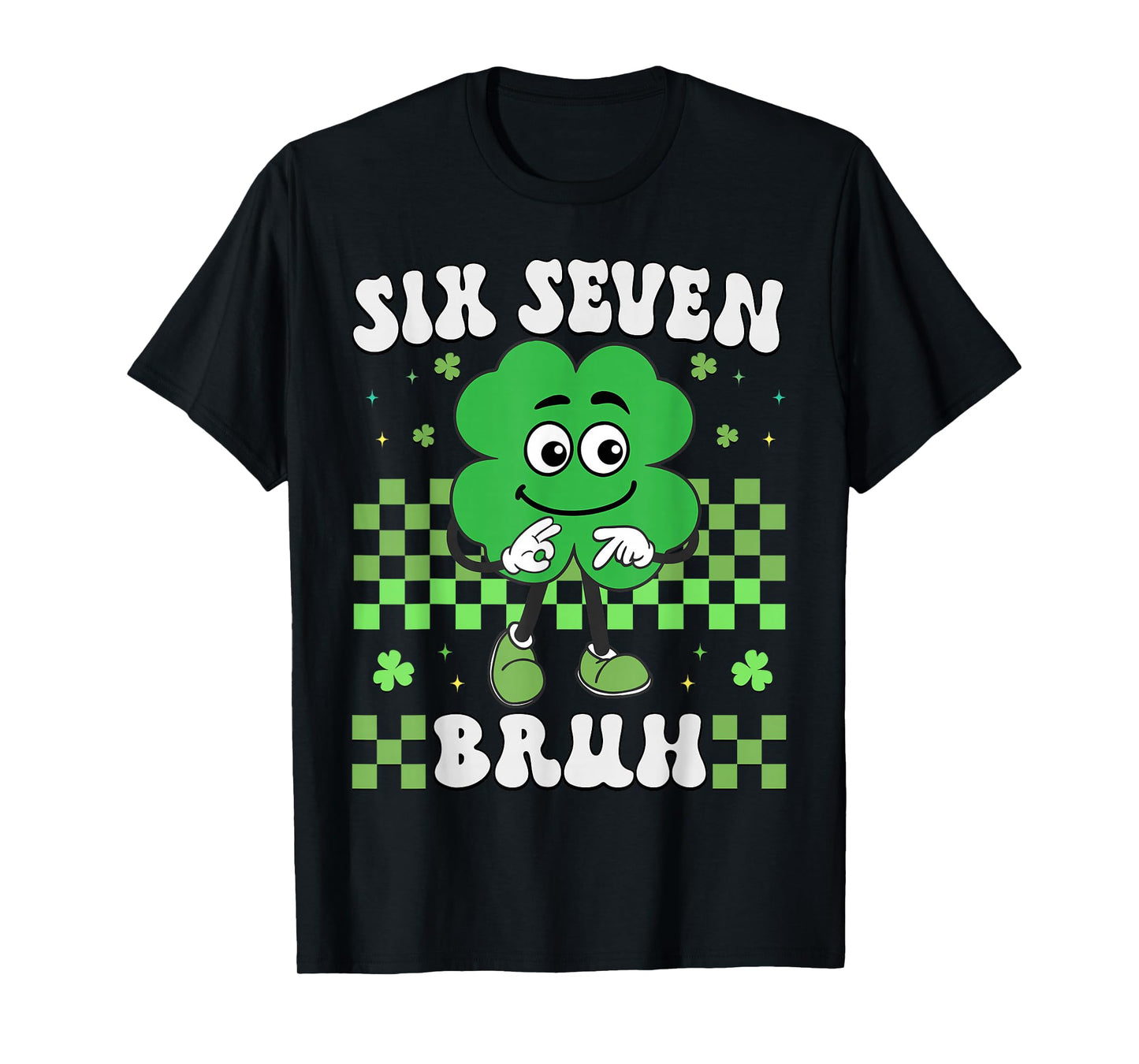 Six Seven Bruh 67 St Patrick's Day Shamrocks Boys Girls Kids T-Shirt