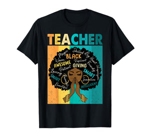 Black Teacher Magic Black History Month Afro Hair Melanin T-Shirt