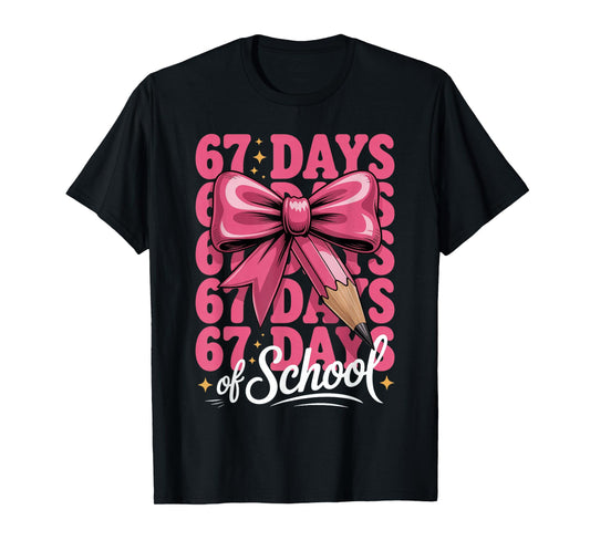 67 Days of School Girls Coquette Bow 67th Day of School T-Shirt