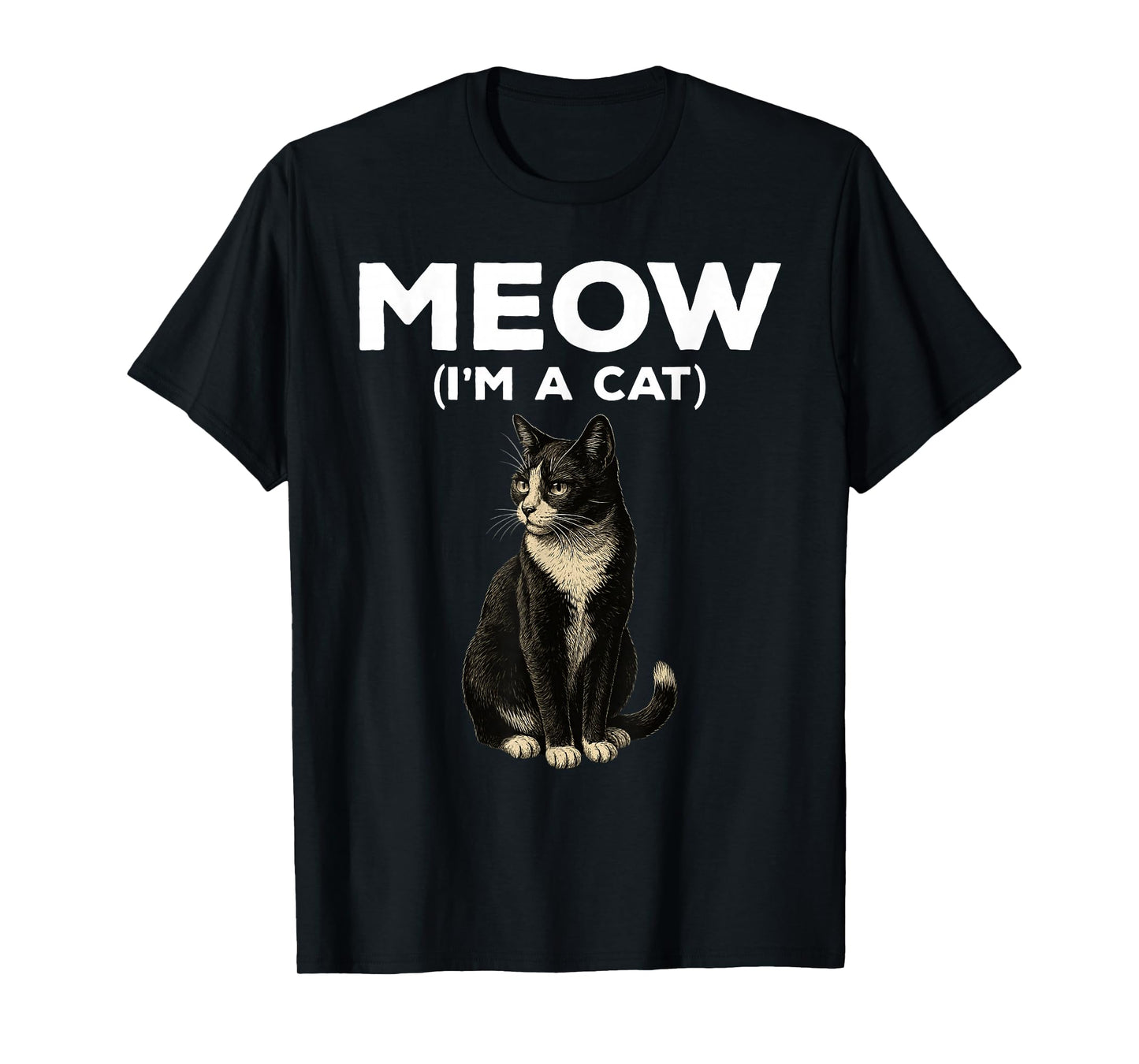 Meow I'm A Cat Funny Tuxedo Cat Halloween Costume T-Shirt