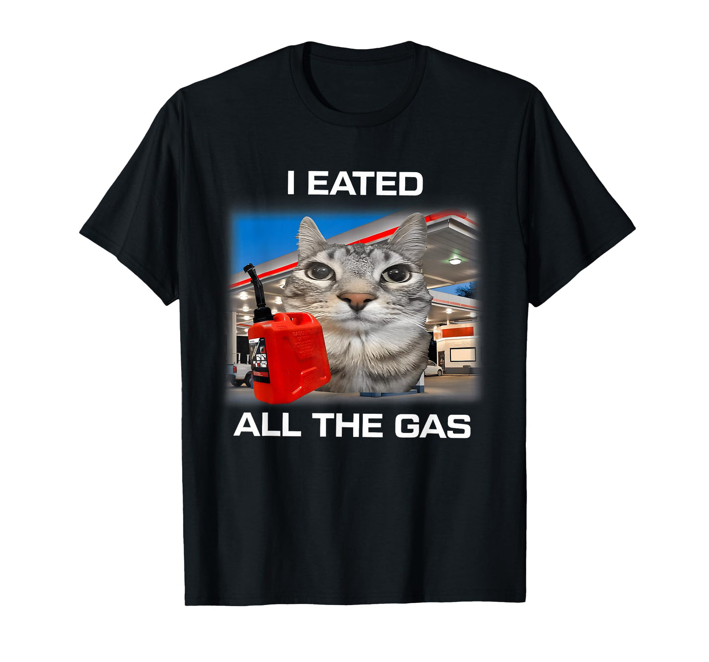 I Eated All The Gas Funny Silly Staring Cat Meme Gen Z Humor T-Shirt