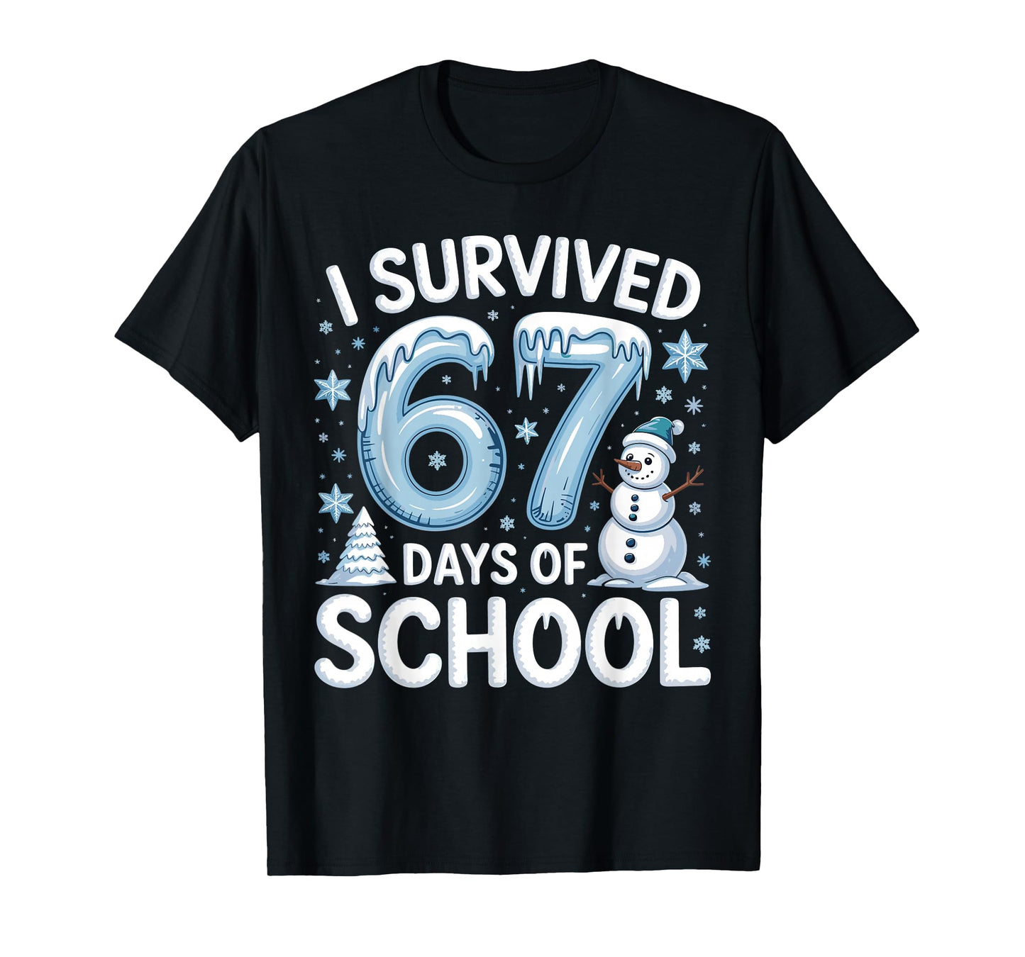 I Survived 67 Days of School Christmas Candy Cane Six Seven T-Shirt