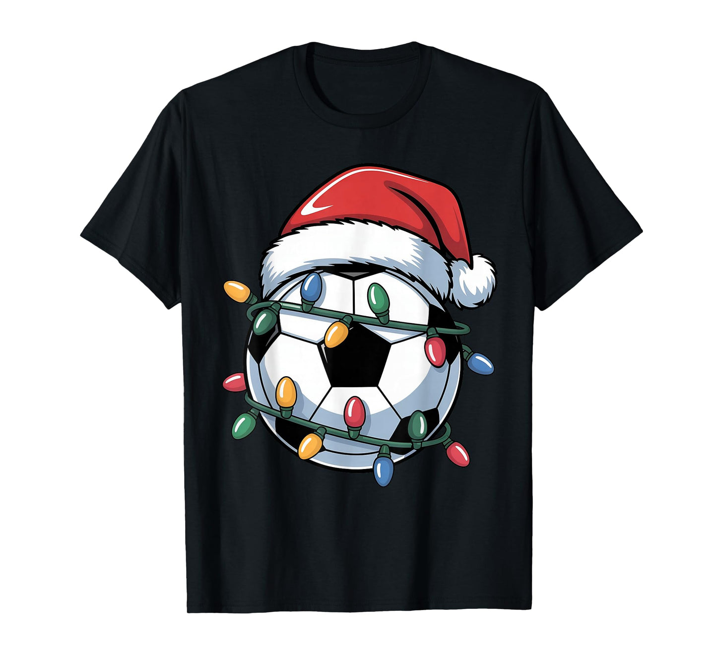 Soccer Christmas Santa Hat Soccer Ball Sport Men Women Kids T-Shirt