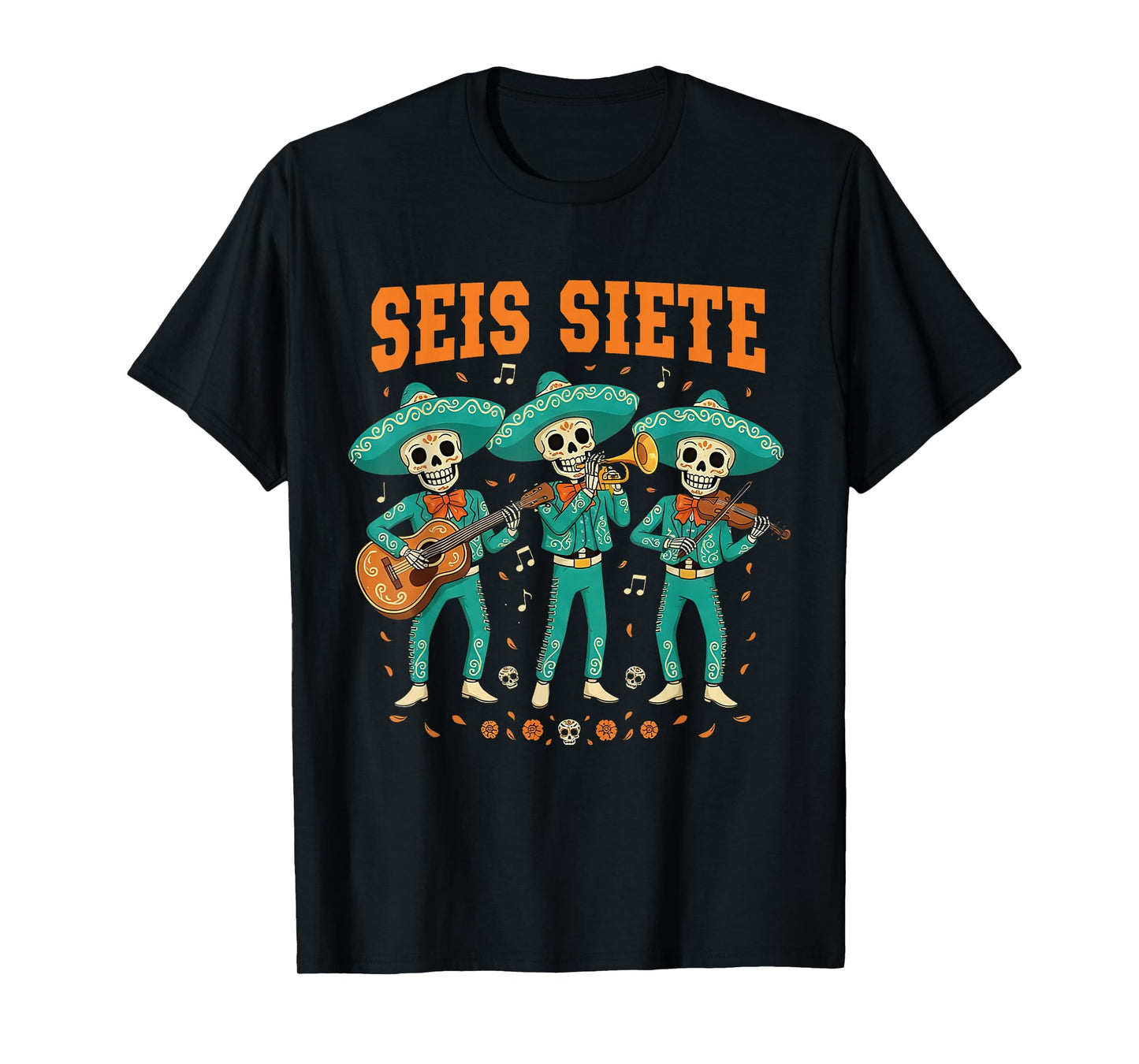Retro SEIS Siete Mexican 67 Funny Skull T-Shirt