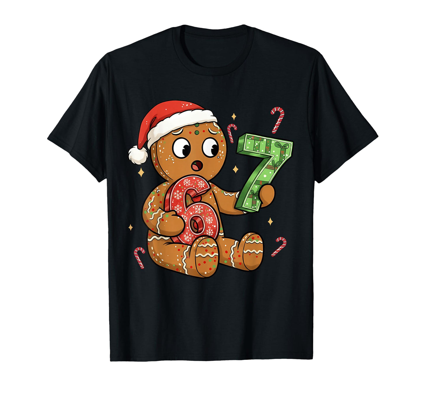 Gingerbread Six Seven 67 Meme 6 7 Funny Christmas Boys Kids T-Shirt