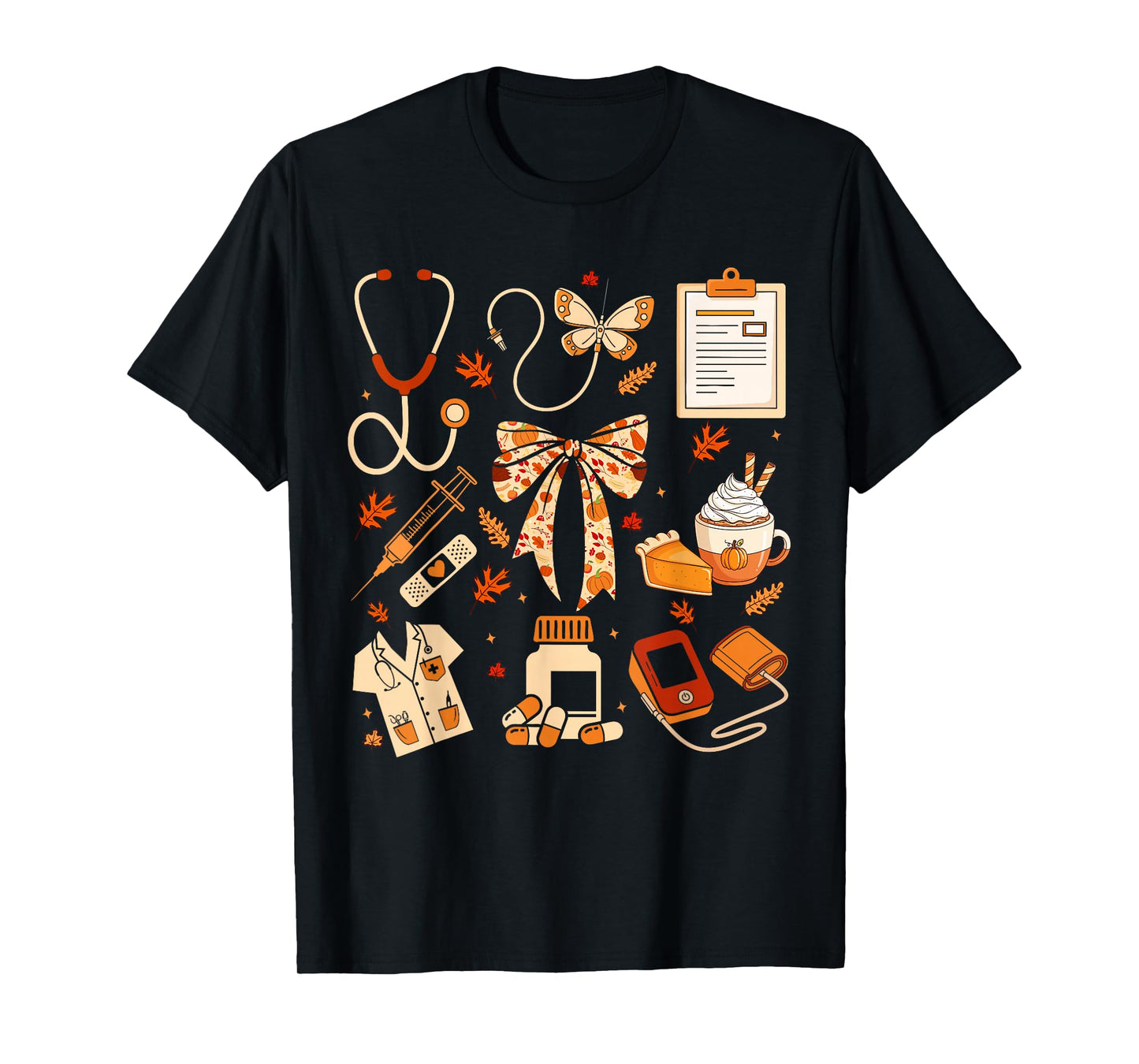 Thankful Nurse Coquette Bow Fall Thanksgiving Scrub Top T-Shirt