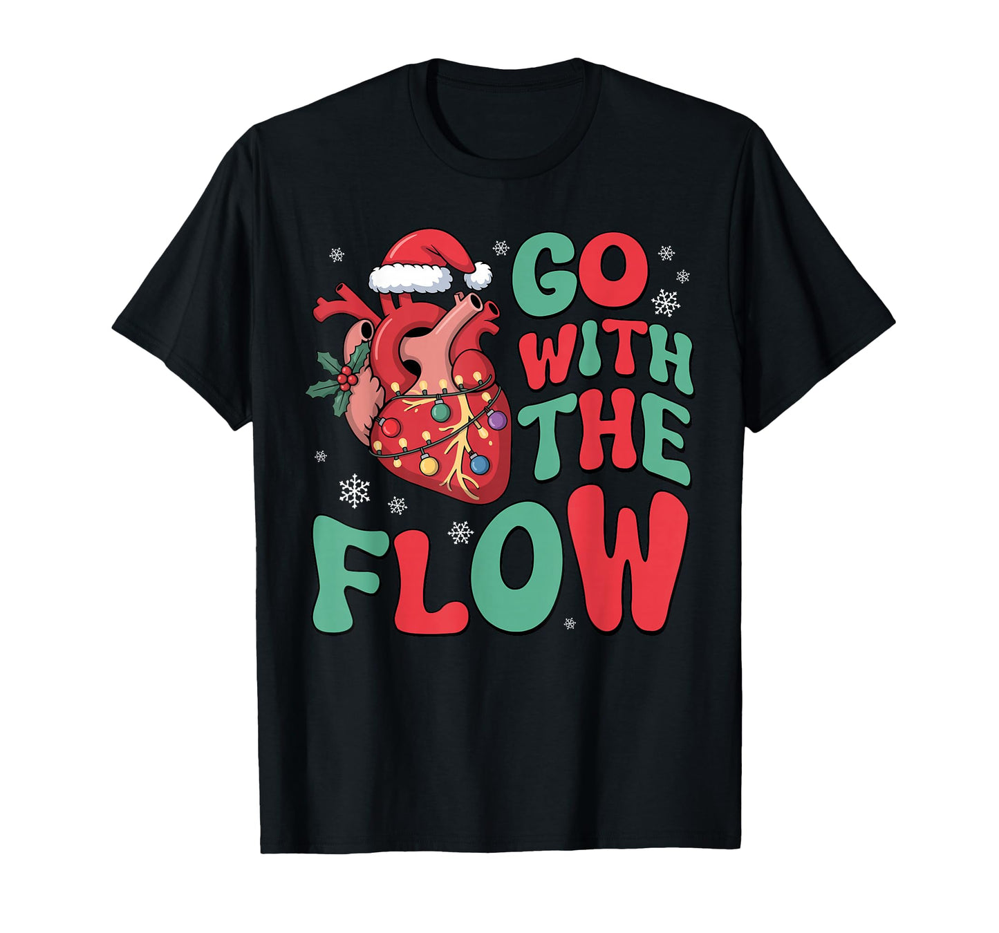 Vintage CVICU Cardiac Nurse Xmas Heart Flow T-Shirt