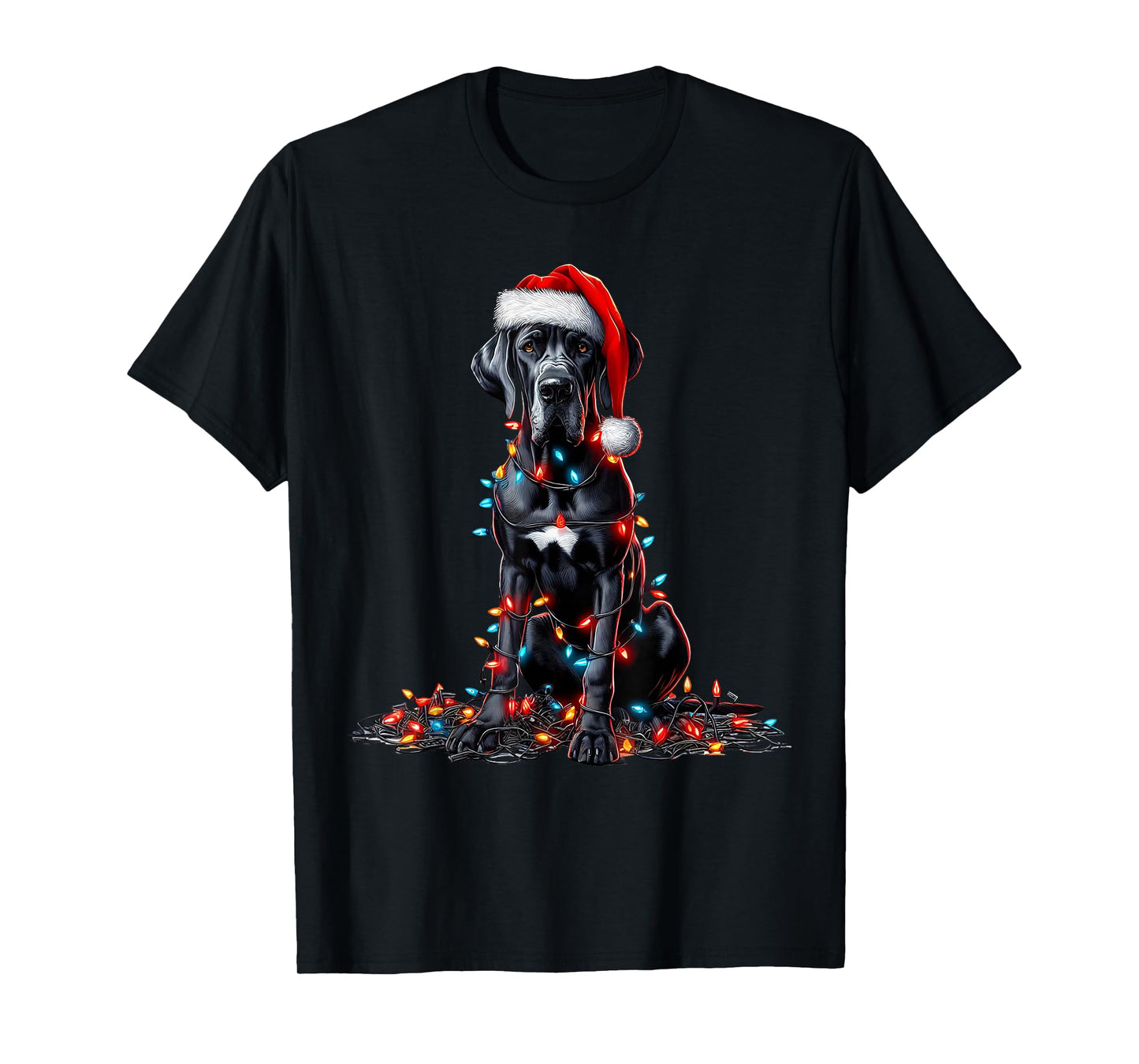 Great Dane Christmas Lights Dog Lover Xmas Pajama T-Shirt