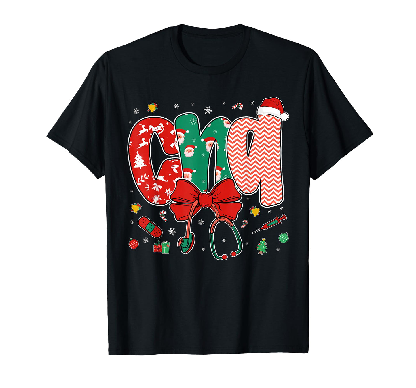 CNA Christmas Coquette Bow Certified Nursing Assistant Xmas T-Shirt