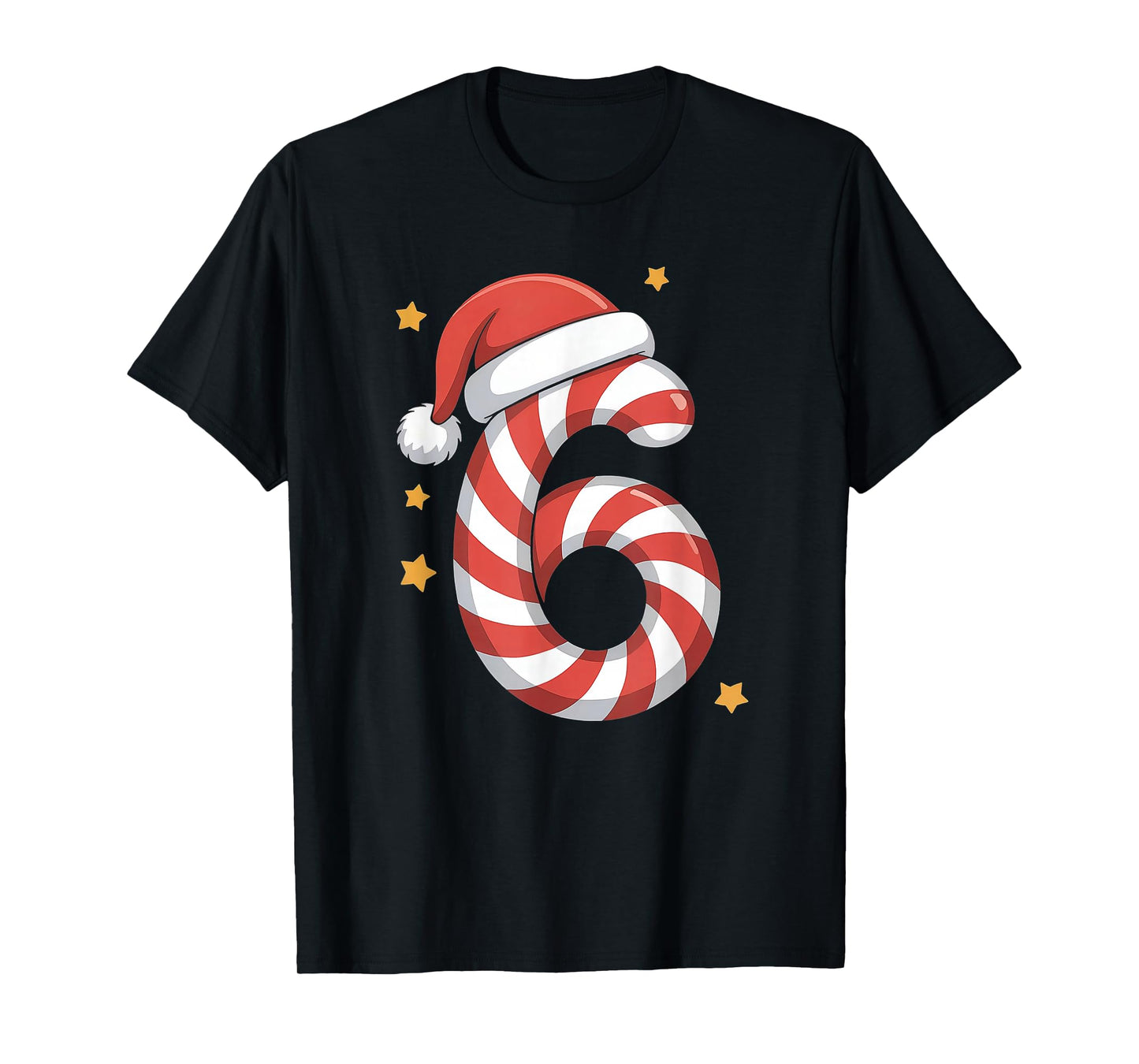 Xmas Candy Cane 6 Santa Hat Six Seven Matching Christmas T-Shirt