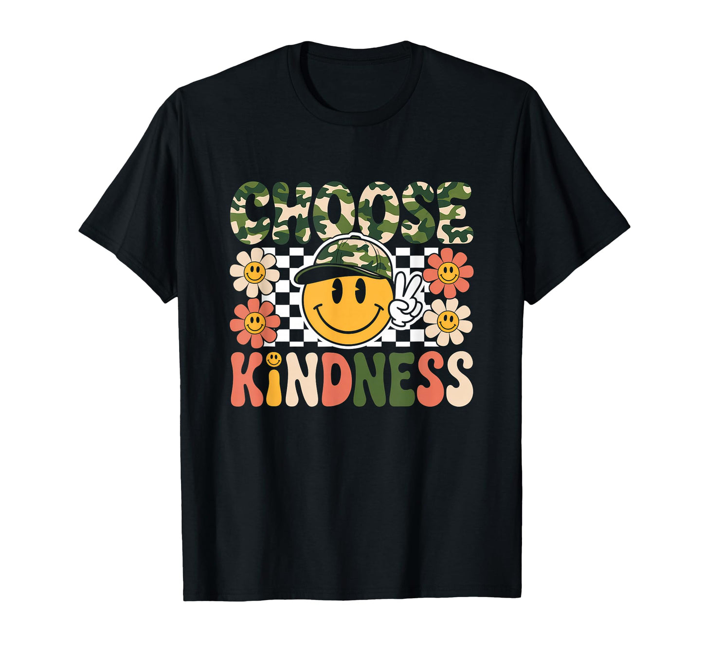 Choose Kindness Tshirt Retro Camo Camouflage Kind Kids Boys T-Shirt