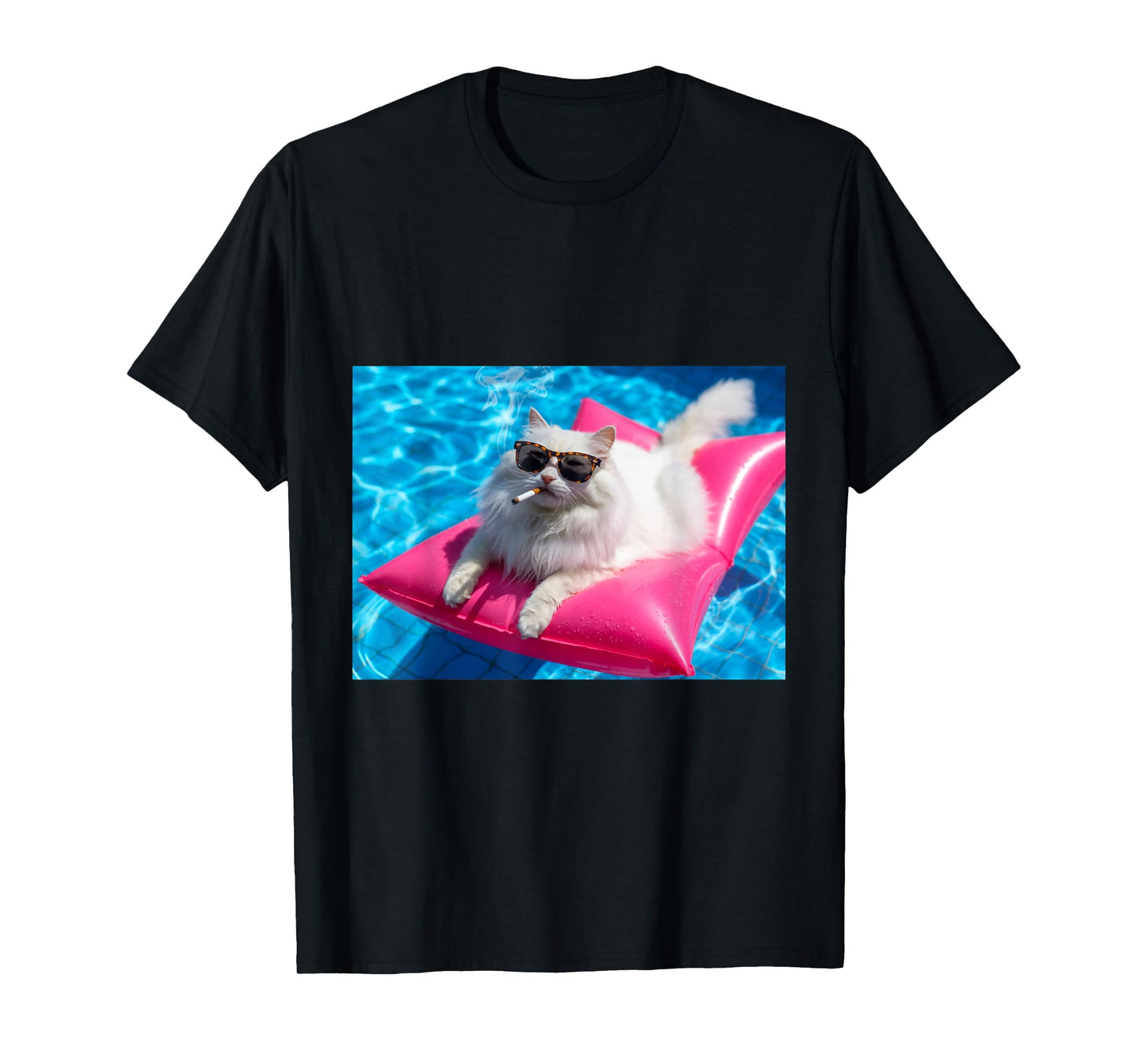 Cigarette Kitten Swimming Pool Cat Smoking Cigarette Meme T-Shirt