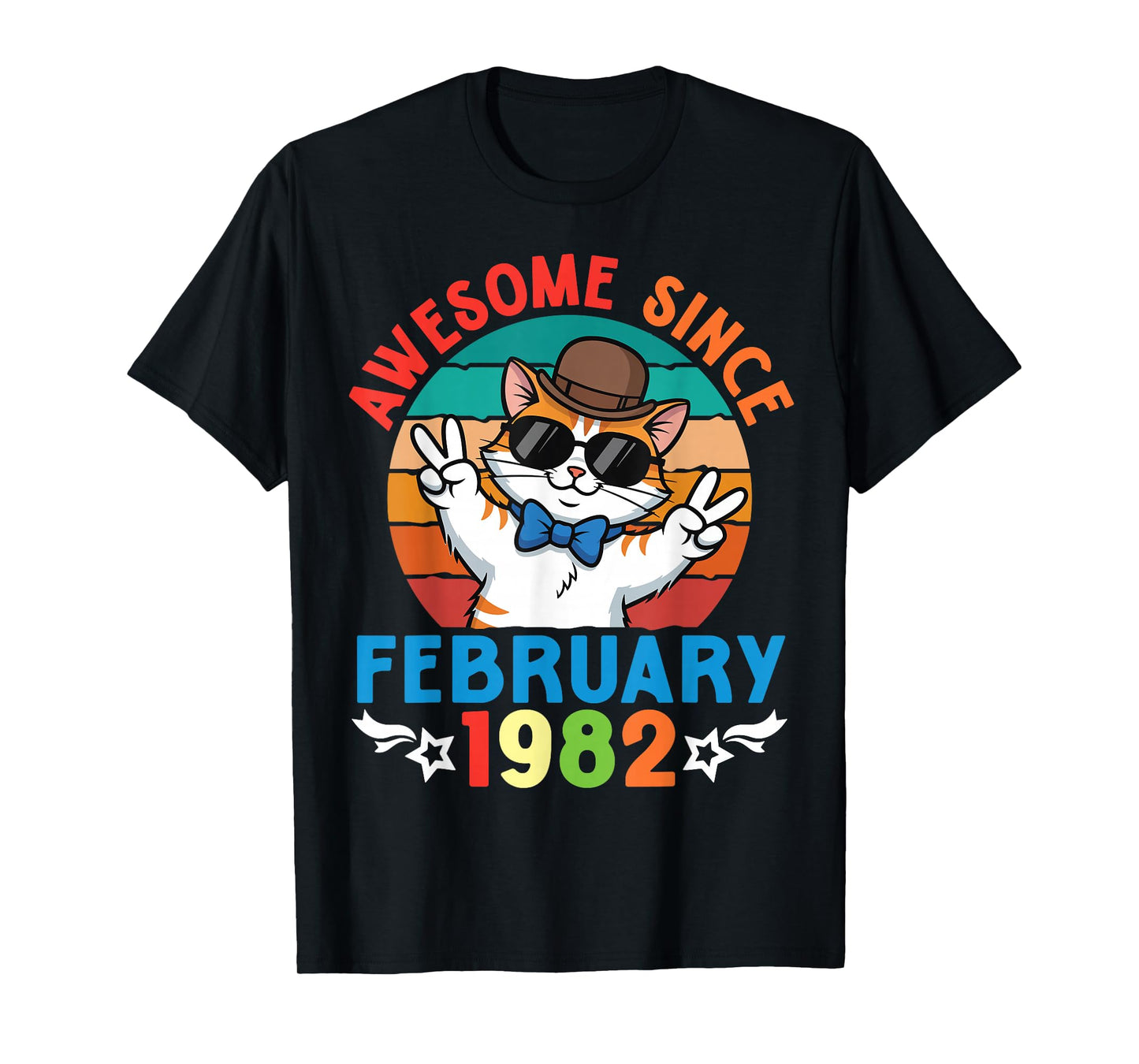 Cat Boy Awesome Since February 1982 My Birthday 44 Years Old T-Shirt