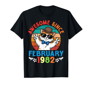 Cat Boy Awesome Since February 1982 My Birthday 44 Years Old T-Shirt