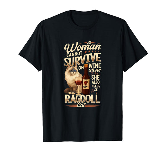 Ragdoll Cat Lover, Ragdoll & Wine, Cat Owner T-Shirt