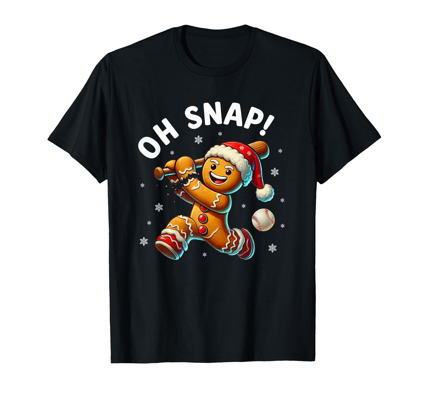Oh Snap Gingerbread Man Funny Christmas Baseball Xmas T-Shirt