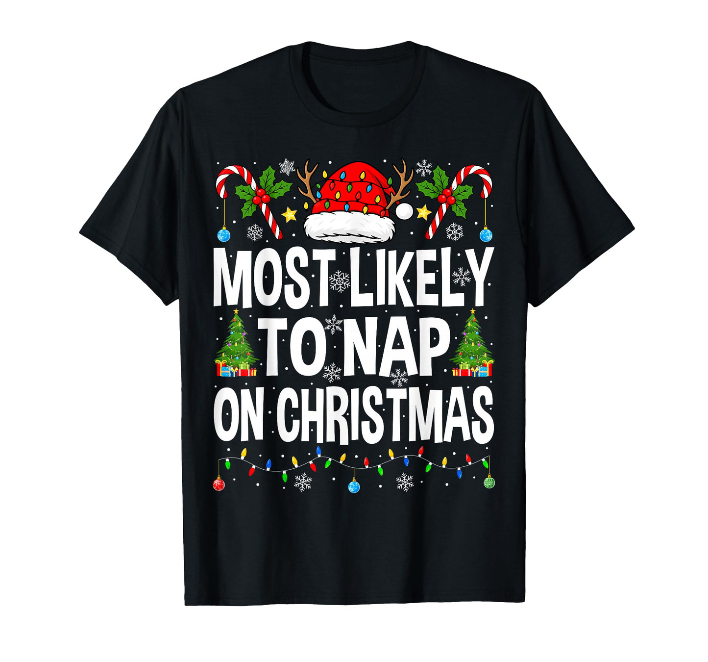 Most Likely to Nap On Christmas Family Matching Christmas T-Shirt