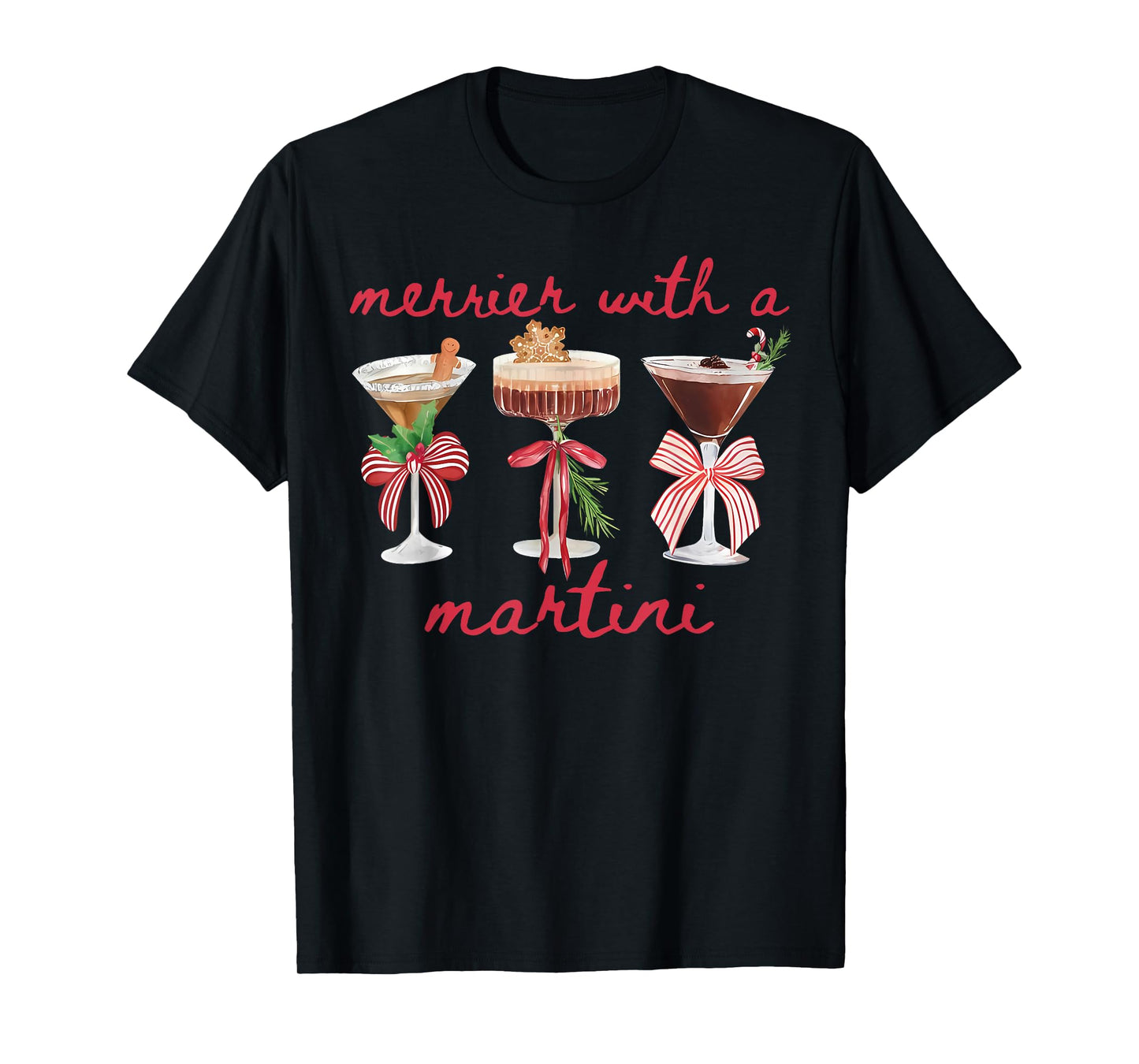 Merrier with A Martini Funny Bachelorette Merry Christmas T-Shirt
