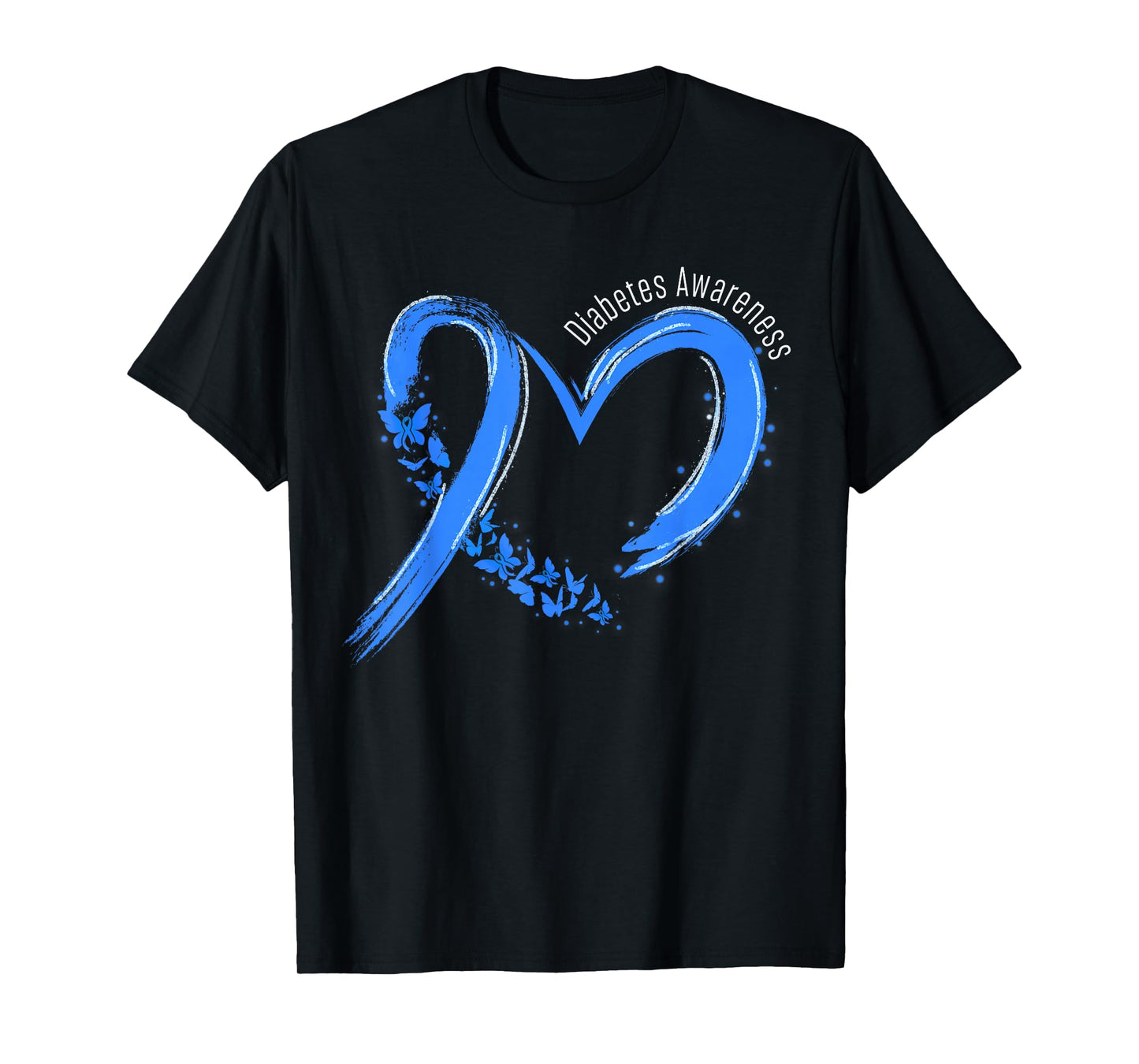 Heart Type 1 Diabetes Awareness T1D Ribbon Blue Support T-Shirt