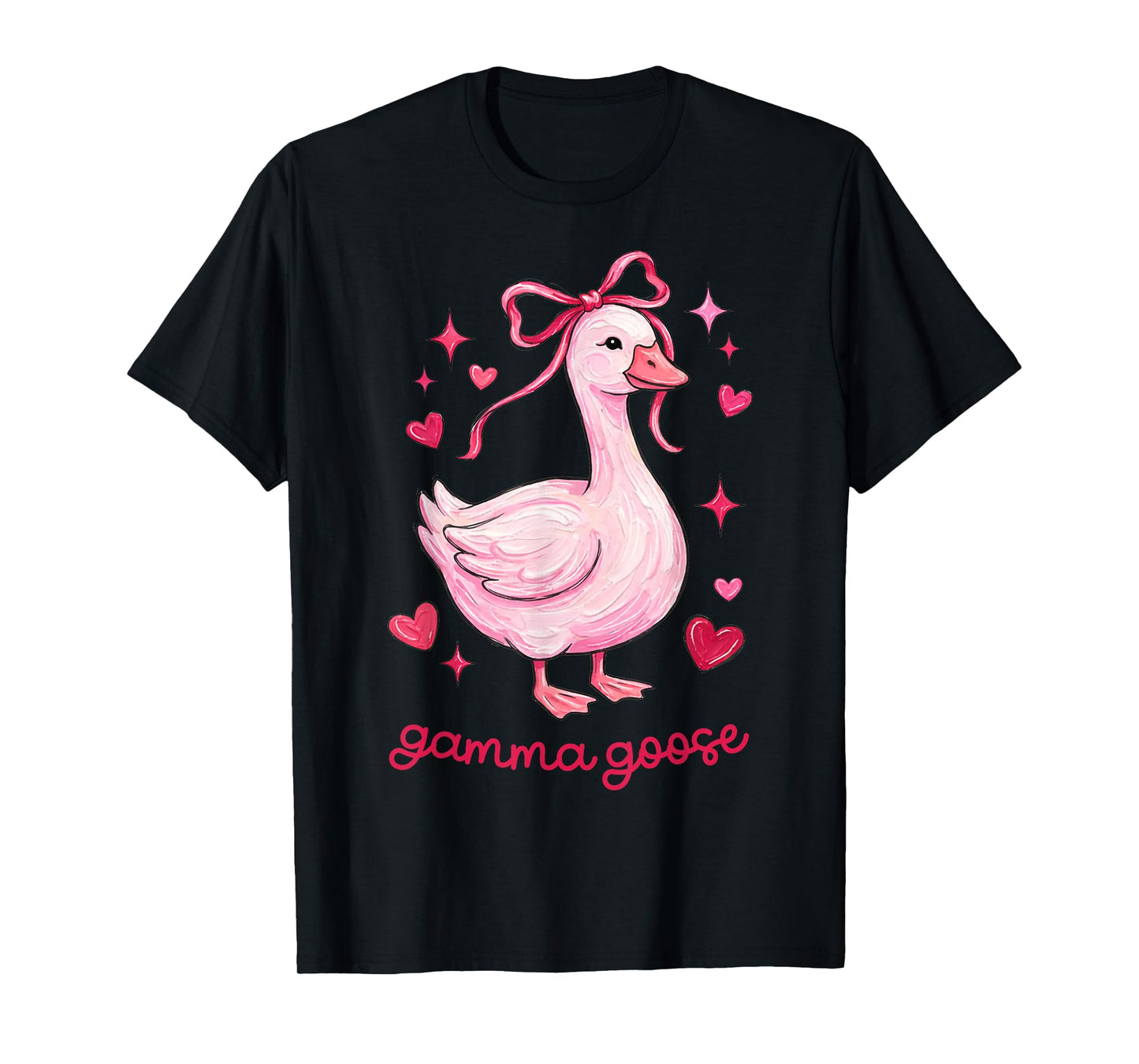 Gamma Goose Coquette Bow Pink Heart Valentines Mother's Day T-Shirt