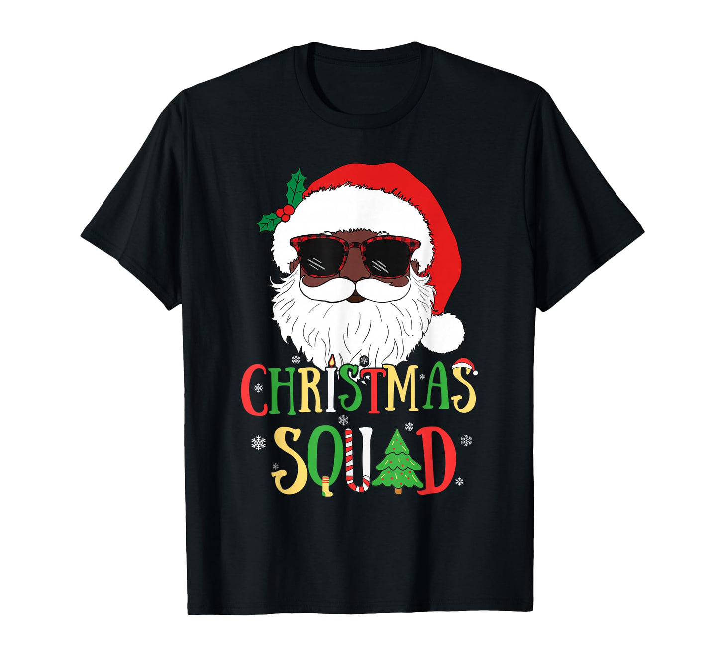 Santa Christmas Squad Black Men African American Pajamas T-Shirt
