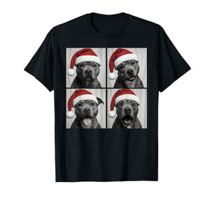 Funny Christmas Staffordshire Bull Terrier Santa Photo Booth T-Shirt