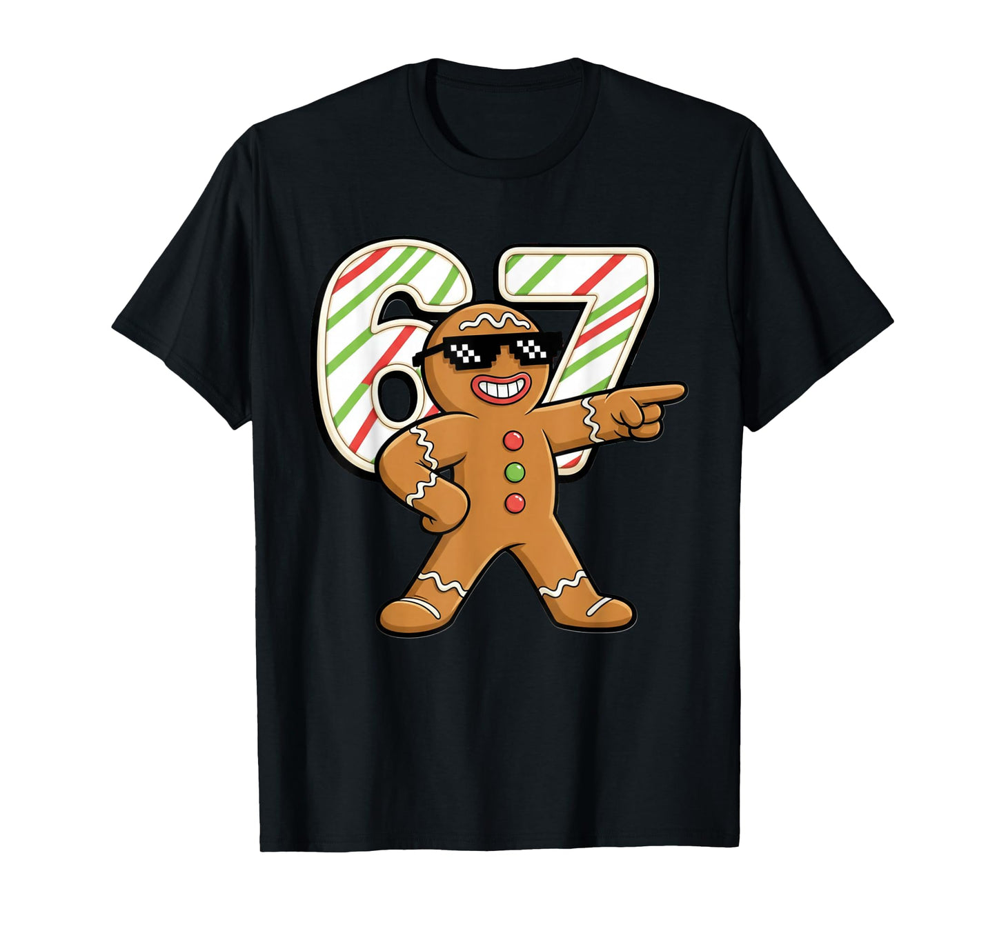Funny 6 7 Six Seven 67 Meme Gingerbread Man Christmas T-Shirt