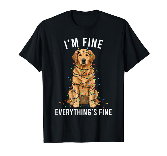 Golden Retriever Christmas I'm Fine Everything is Fine T-Shirt