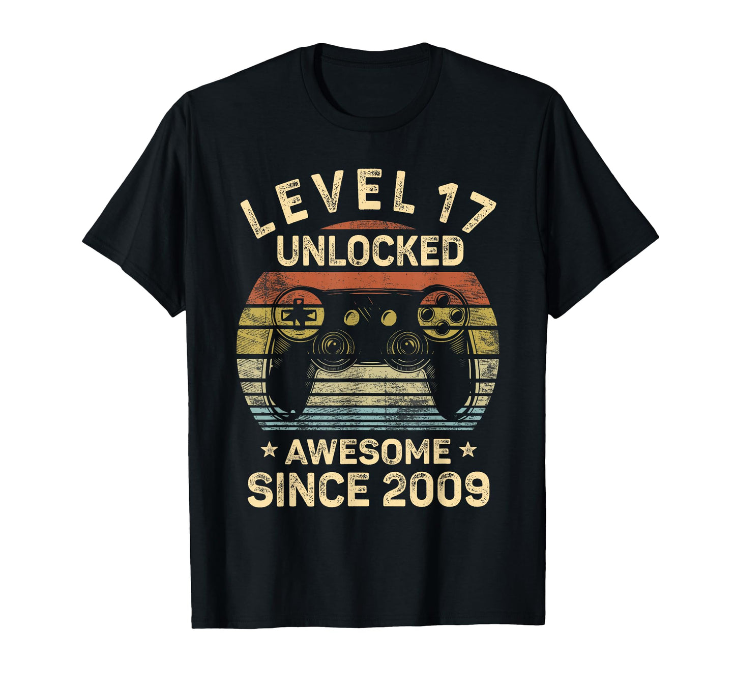 Level 17 Unlocked Awesome Since 2009 17th Birthday Gaming T-Shirt