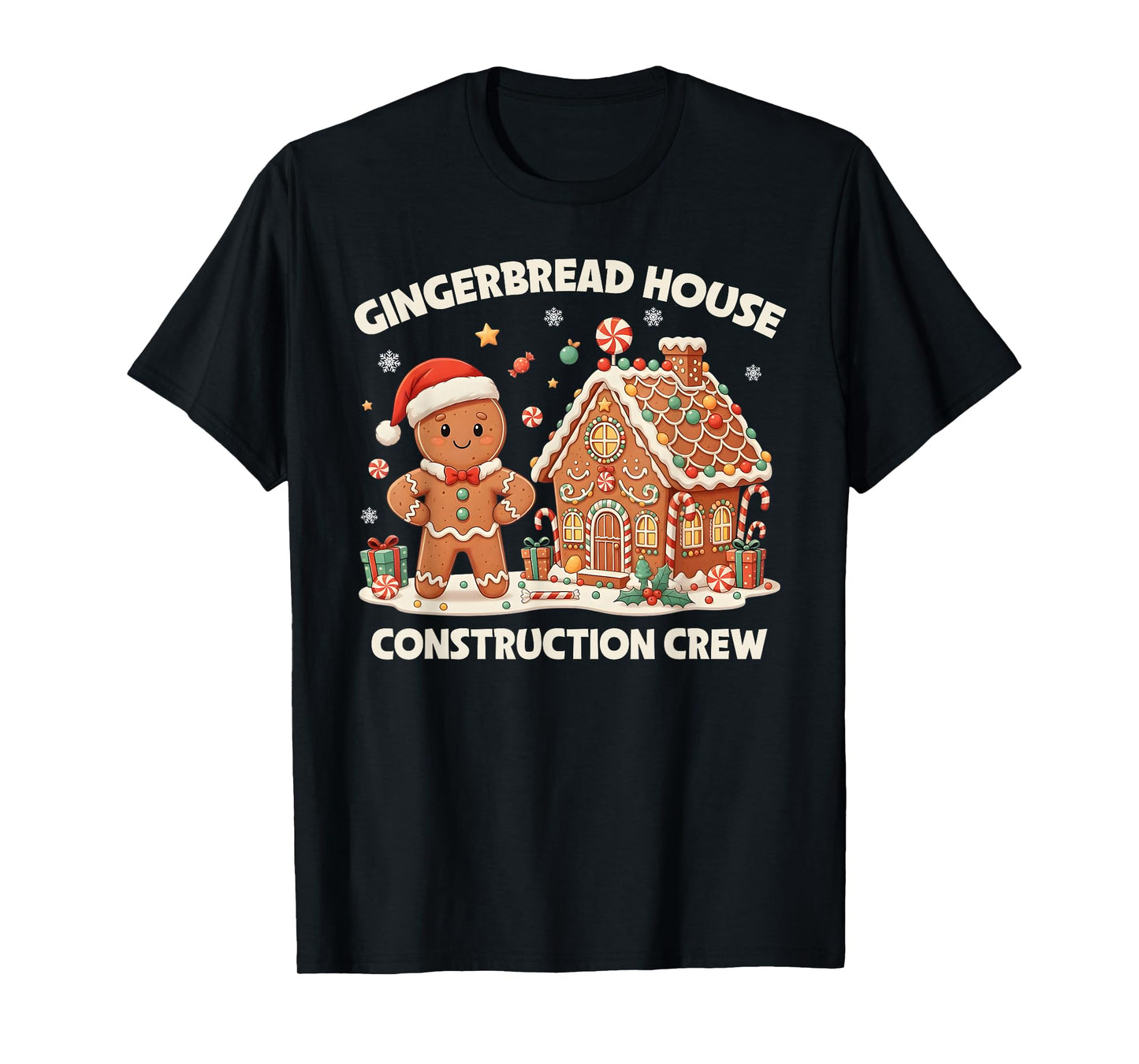 Gingerbread House Construction Crew Kids Men Women Matching T-Shirt