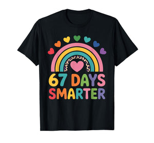 67th Day of School Teacher 67 Days Smarter Rainbow Boy Girls T-Shirt