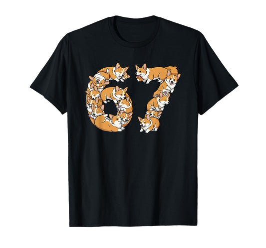 Funny Corgi Loaf Dog 6 7 Meme Six Seven Pembroke Welsh Corgi T-Shirt
