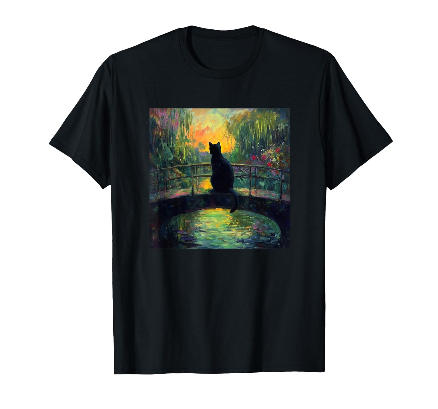 Funny The Japanese Bridge Monet Women Men Girl Boy Cat T-Shirt