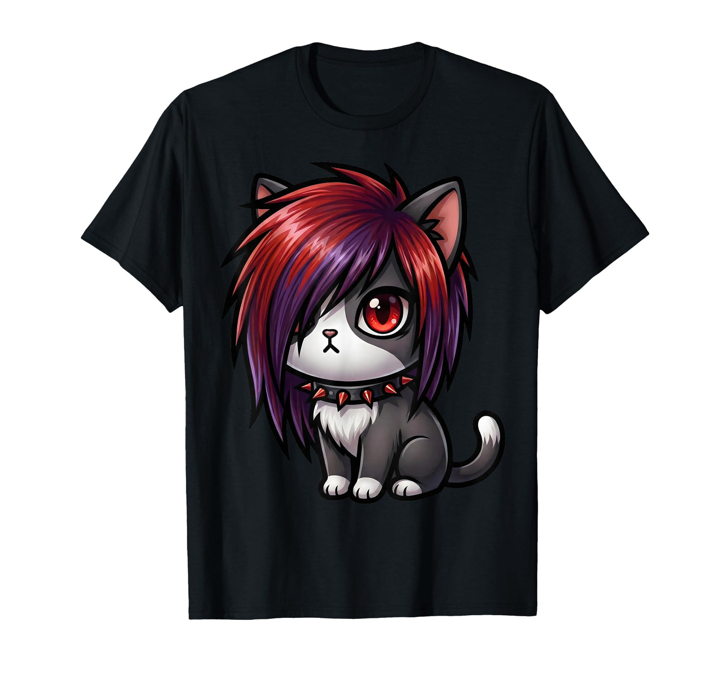 Funny Cat Goth Girl Emo Gothic Kitty Kawaii Kids Boys T-Shirt