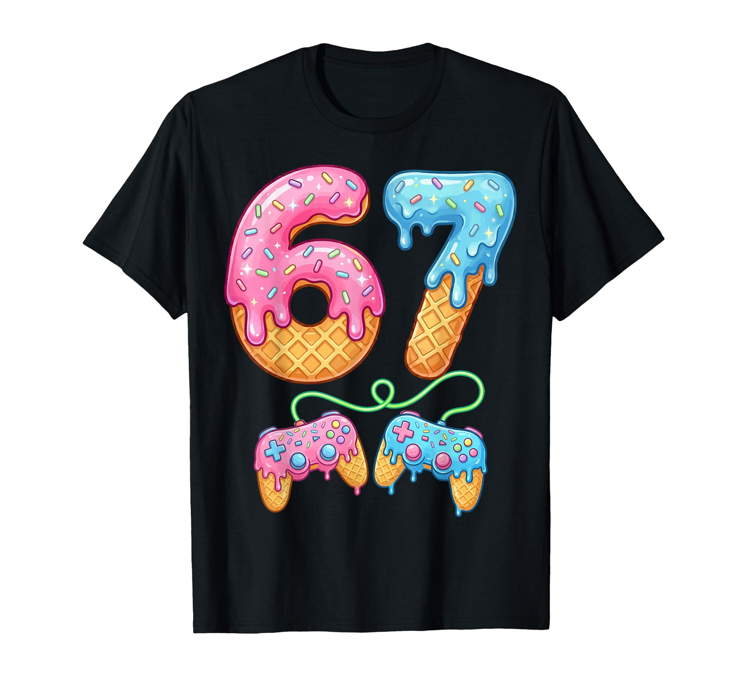 67 Ice Cream Drip Meme Gamer Six Seven Gen Alpha Slang T-Shirt