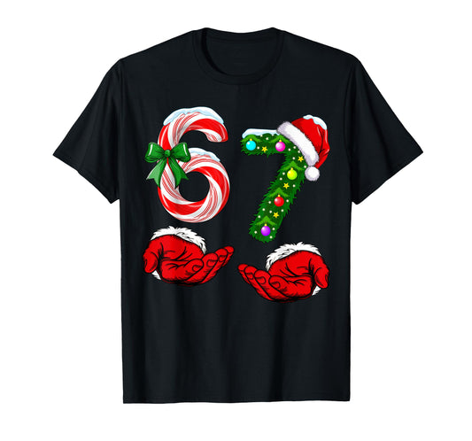 Funny 67 Christmas 6 7 Meme Pajamas Holiday Gen Alpha Slang T-Shirt