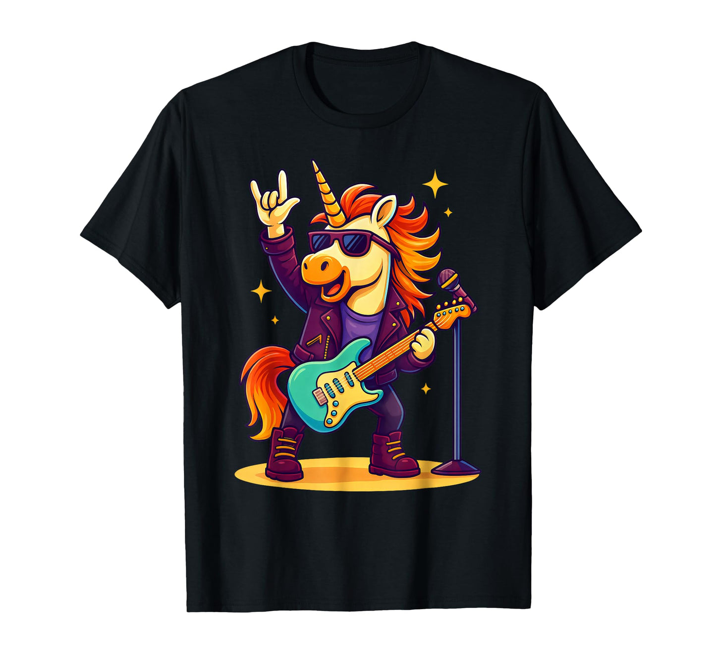 Rock'n Roll Unicorn Rockstar, Rock On Hand Rock Music Fun T-Shirt