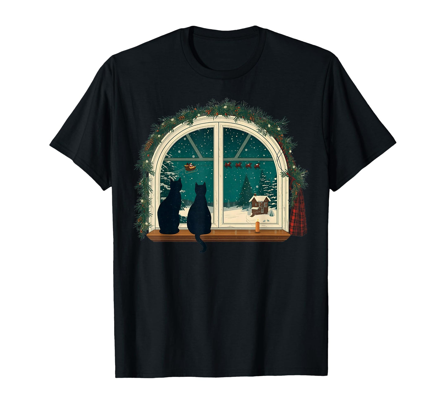 Vintage Cute Cat Christmas Costume Retro Cat T-Shirt