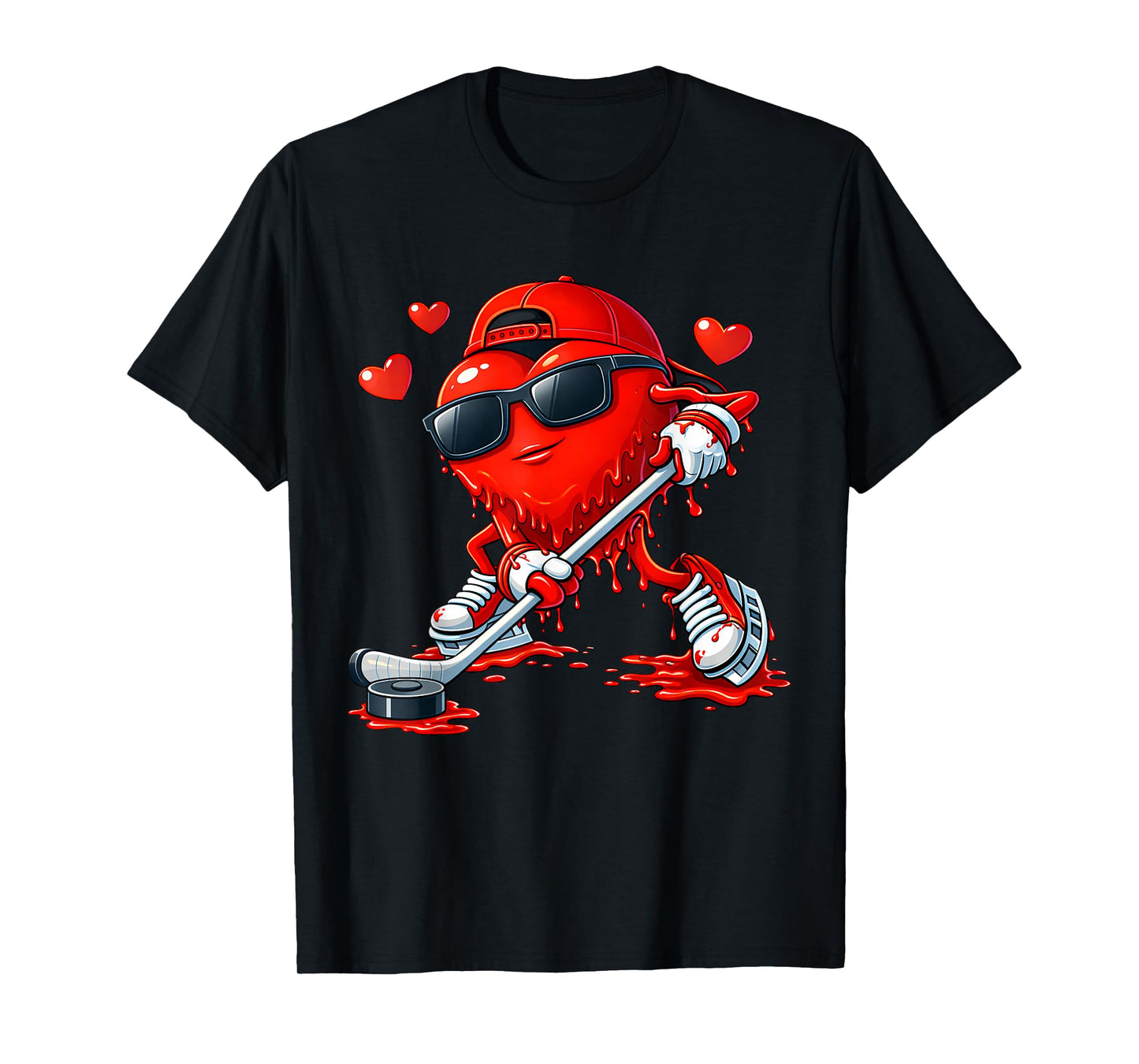 Valentine Hockey Heart Drip Sport Love Valentines Day Boys T-Shirt