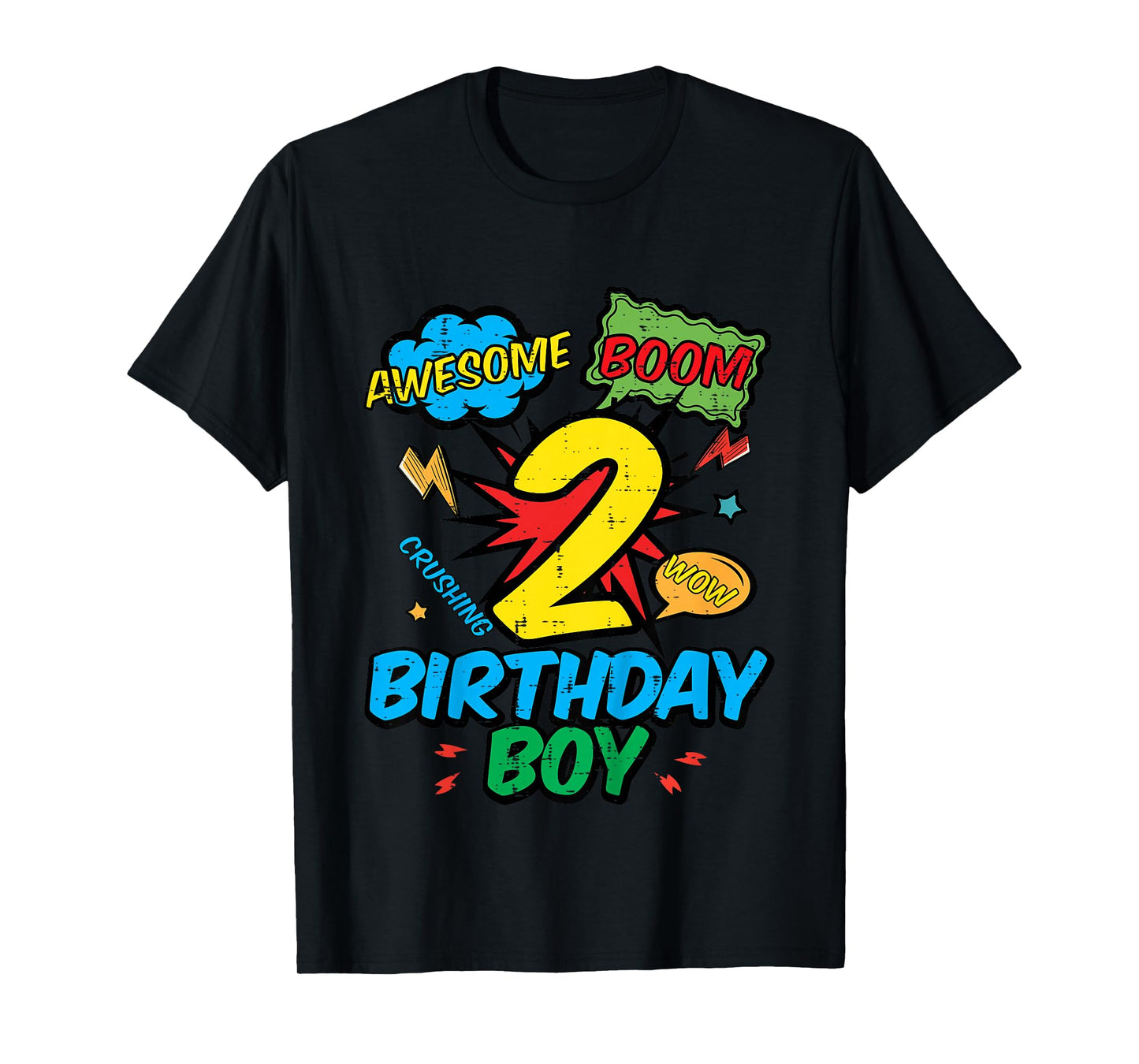 Kids 2 Birthday Boy Comic 2nd Bday Hero Party Boys Kids Toddler T-Shirt