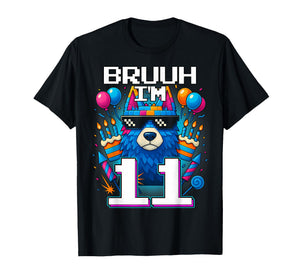 Bruh I'm 11 Years Old 11th Birthday Wolf Boy Family Party T-Shirt