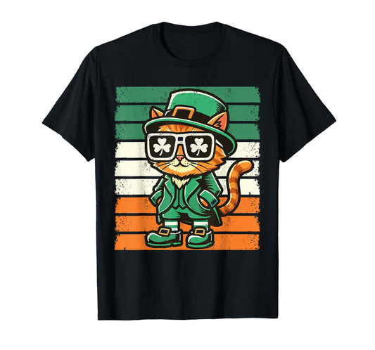 Cat Irish Shamrock Men Women Kids Funny St. Patrick's Day T-Shirt